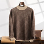 Wavy autumn and winter 100% cashmere men's o neck sweater loose fashion pullover slim warm knit solid color long sleeve top