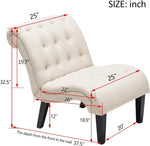 Accent Chair for Bedroom Living Room Chairs Tufted Upholstered Lounge Chair with Wood Legs Linen Fabric