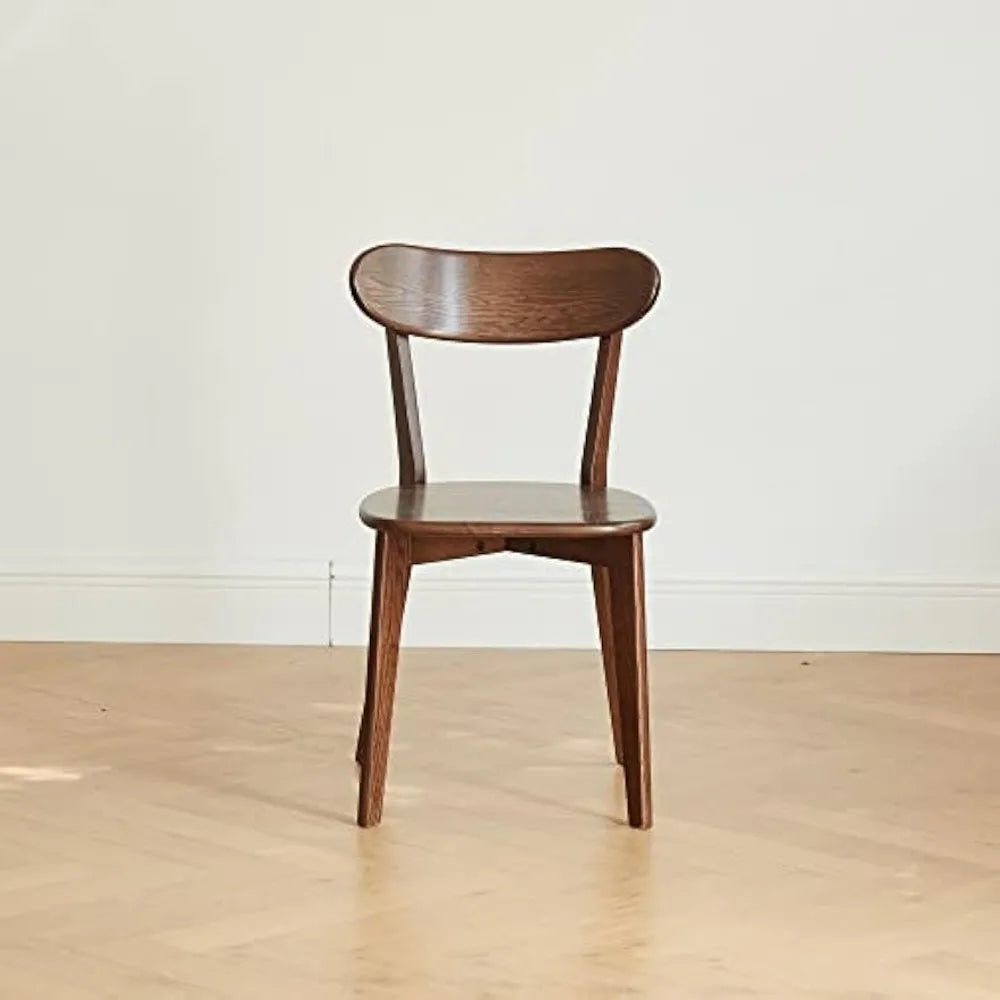 100% Solid Dining Chair FAS Grade Oak Natural Wood Made in North America, 2 Pieces, Walnut