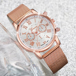 Rhinestone Jewel 2Pcs Stainless Steel Womens Watch & Bracelet Set