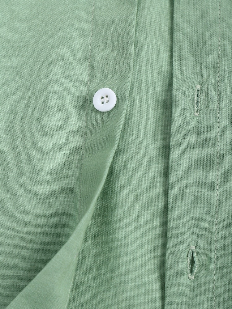 Green Leaf Cotton Collar Men's Shirt