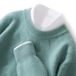 Men's 100% merino wool round neck cashmere sweater thick warm sweater long sleeve business casual pullover in autum