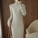 Snow White Long Sleeve Knit Sweater Cashmere Womens Dress