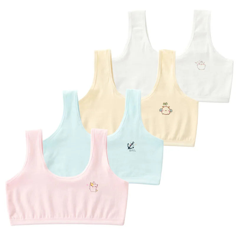 Bellflower Bloom Lace Top 4Pcs Cotton Girls Training Bra