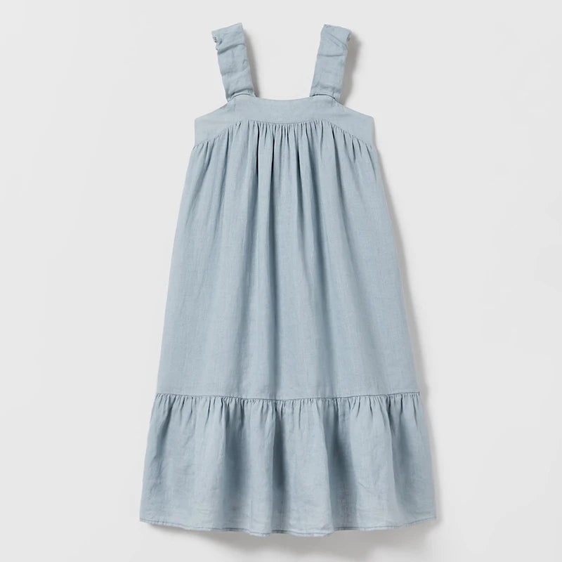Bluebell Ruffles Sleeveless Cotton Linen Girls Dress