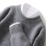 Men's 100% merino wool round neck cashmere sweater thick warm sweater long sleeve business casual pullover in autum