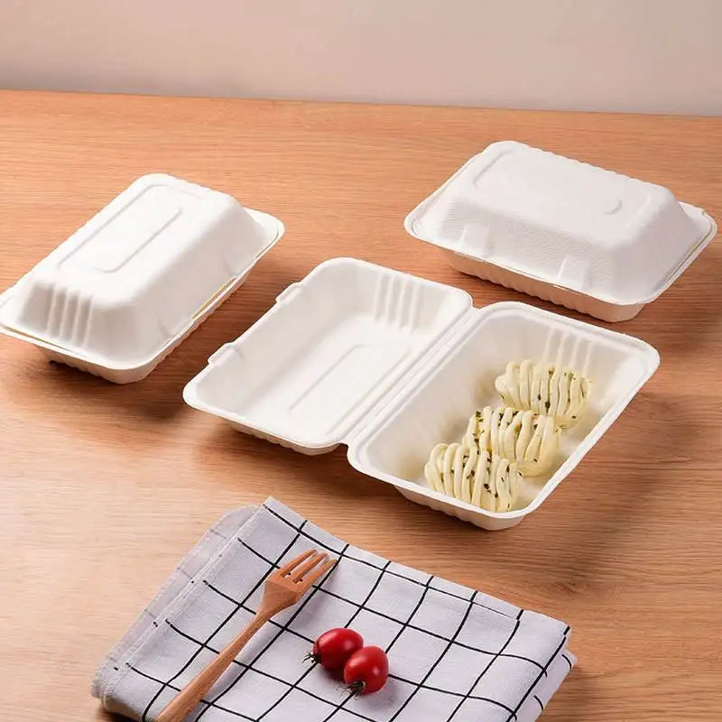 Healthy Eats 50pcs Disposable Plates Biodegradable Bamboo Containers