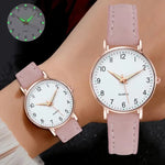 Luminous Ivory Diamond Studded Quartz Vegan Leather Womens Watch