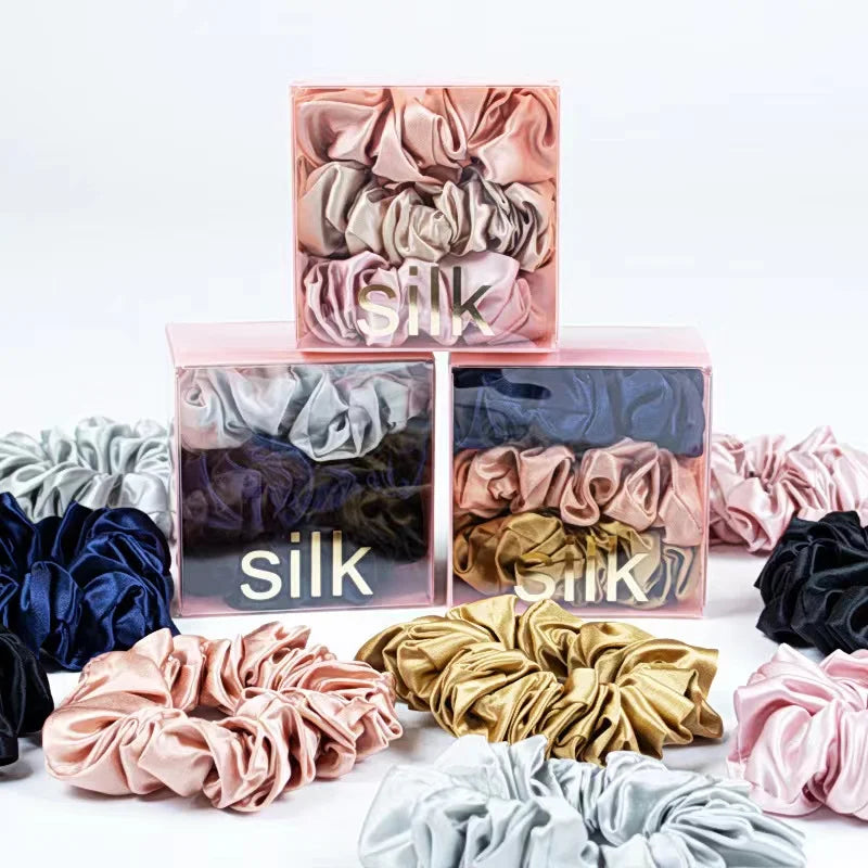 Silk Dreams 3Pcs 100% Mulberry Silk Hair Scrunchies