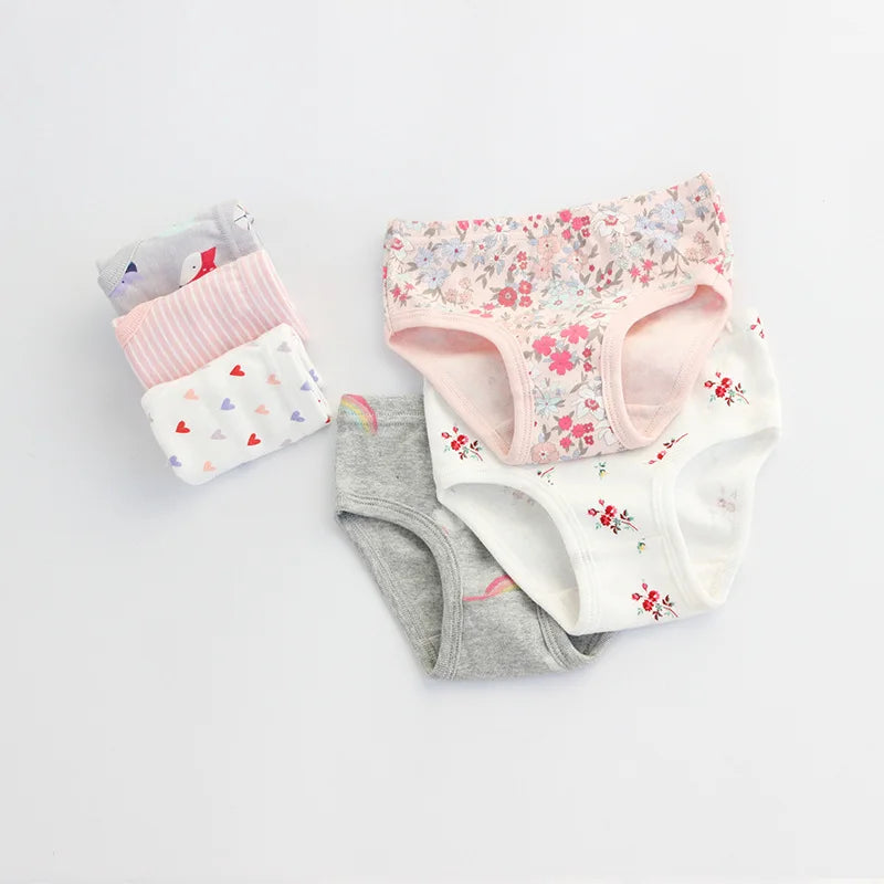 Pink Peonies 3Pcs Cotton Girls Underwear