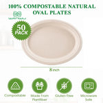 Healthy Eats 50-Pack Strong Disposable Round Sugarcane Paper Plates for BBQ, Parties, Dinner, and Picnics