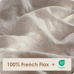 Natural Oasis 100% Linen Duvet Cover & Pillowcase Bed Set With Zipper & Ties