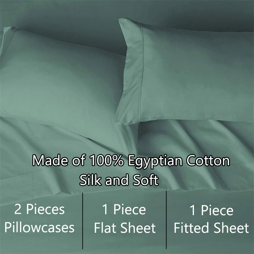 Green Algae 100% Egyptian Cotton Bed Sheets