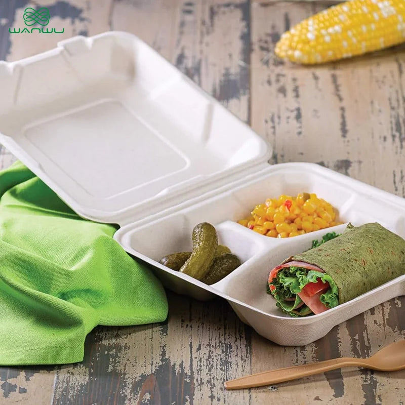 Healthy Eats 50-Pack Disposable Plate Biodegradable Sugarcane Containers