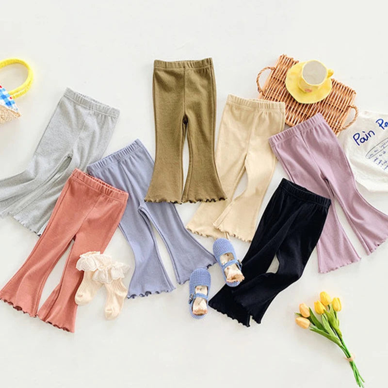 Girls' bell-bottom pants summer new style of baby girls wearing long pants children's fashion stretch casual pants