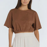 Brown Daylilies Open Back Viscose Womens Top