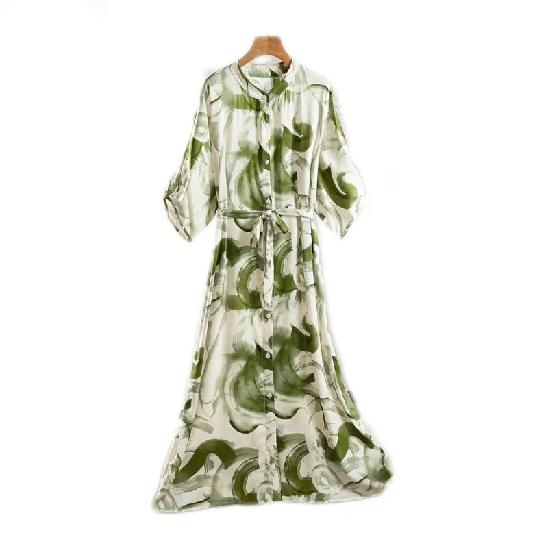 Emerald Garden Mulberry Silk Womens Dress