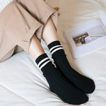 Agave Syrup Stripes 2Pcs Long 100% Cotton Womens Socks