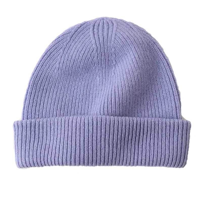 Knitted 100% Pure Real Wool Hats anf Cap for Women Men Unisex Solid Winter Warm Wool Hats Men Thicken Woolen Skullies Beanies