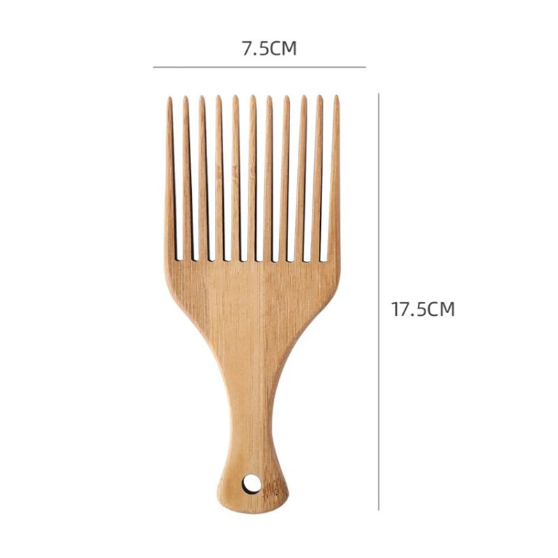 Anti-static Natural Bamboo Hair Pick Comb Scalp Massage Long Tooth Detangling Combs Afro Hair Lift Styling Accessories