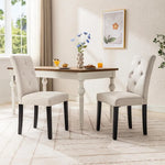 2Pcs Modern Fabric Upholstered Linen Wood Dining Chairs Set