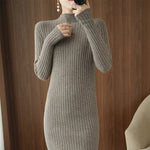 Snow White Long Sleeve Knit Sweater Cashmere Womens Dress