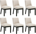 Modern Dining Chairs Set , Comfortable Room with Back, Linen Fabric Upholstered Kitchen Side Wood Legs for Living Room, Beige