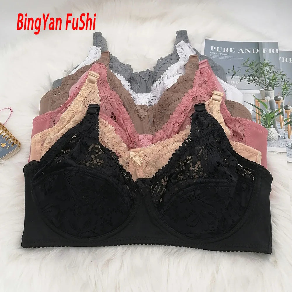 TOP Lace Bra Great Mother Comfortable Cotton Lingerie Minimizer Push Up Bh Women's Underwear Plus Size 34-46 Big Cup B C D E C17