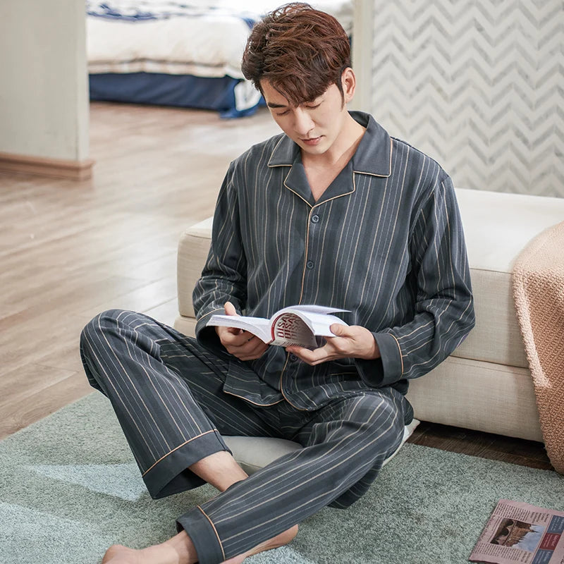 Comfort Lux Stripes Cotton Mens Pajama Set