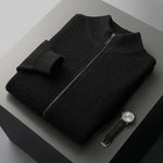 Autumn and winter new 100% pure sweater men's round neck cardigan loose thick sweater business casual cashmere sweater.