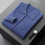 High-end 100% pure Merino wool men's cardigan coat knitted cashmere sweater wear sweater autumn and winter new loose business bo