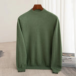 Sweater 100% pure wool semi-high neck loose sweater autumn and winter warm bottoming sweater