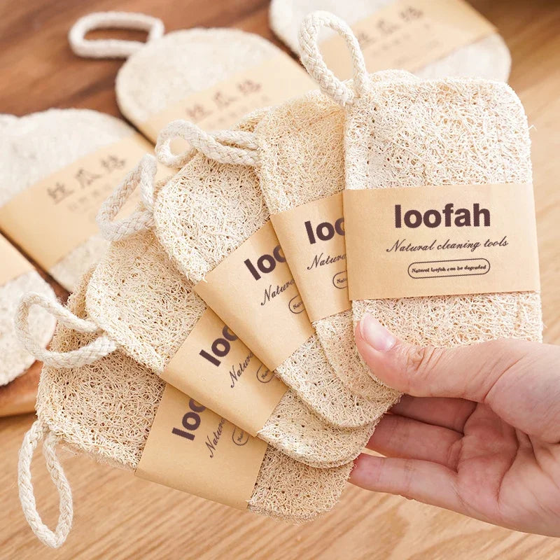 Natural Luffa Dish Towel Washing Cloth Sponge Loofah Scrub Pad Dish Pot Oil Stain Removing Scrubber Kitchen Clean Brushes Pad