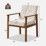 2 PCS Modern Accent Chair Upholstered Linen Fabric Armchair with Solid Wood Legs