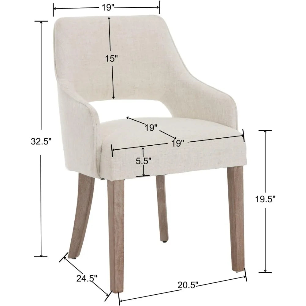 Linen Dining Chairs Set of 4 Upholstered Accent Chairs Side Chair with Wood Legs for Living Room/Dining Room/Bedroom/Restaurant