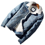 Winter Fleece-lined Denim Jacket Men's Slimming Cotton Coat Top Thickened Sheep Fleece Lining Casual Scene