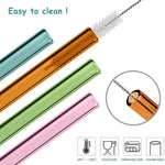 8Pcs Reusable Colored Heat Resistant Borosilicate Glass Straws With Cleaning Pipes