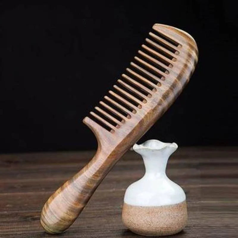 Natural Handmade Sandalwood Hair Comb Anti-Static Hair Detangler Wooden Combs Fine Wide Tooth Wood Comb for Men, Women, Kids