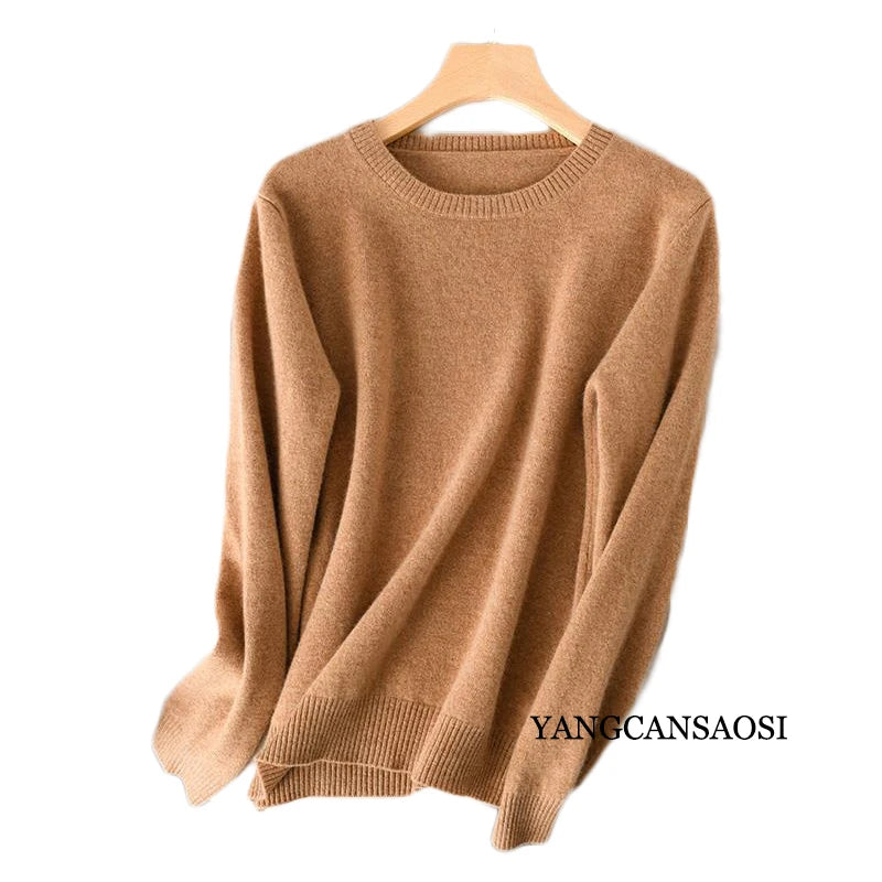 Women's Round Neck Cashmere Sweater Base Layer Underneath Sweater Sweater Women's and Winter New Style