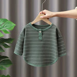 Rice Fields Long Sleeve Stripes Cotton Kids Shirt