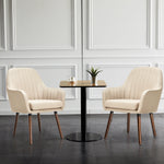 4Pcs Accent Chairs Fabric Upholstered Rubber Wood Linen Armchairs With Legs