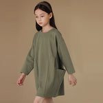 Mustard Greens Pocket Cotton Girls Dress