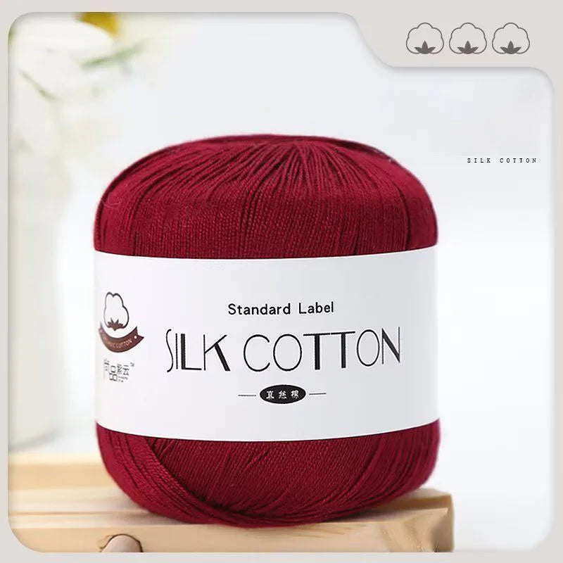 Lace Thread Silk Cotton Thread Pure Hand-woven Doll Material Package Crochet Wool Ball Worsted Silk Cotton 100%