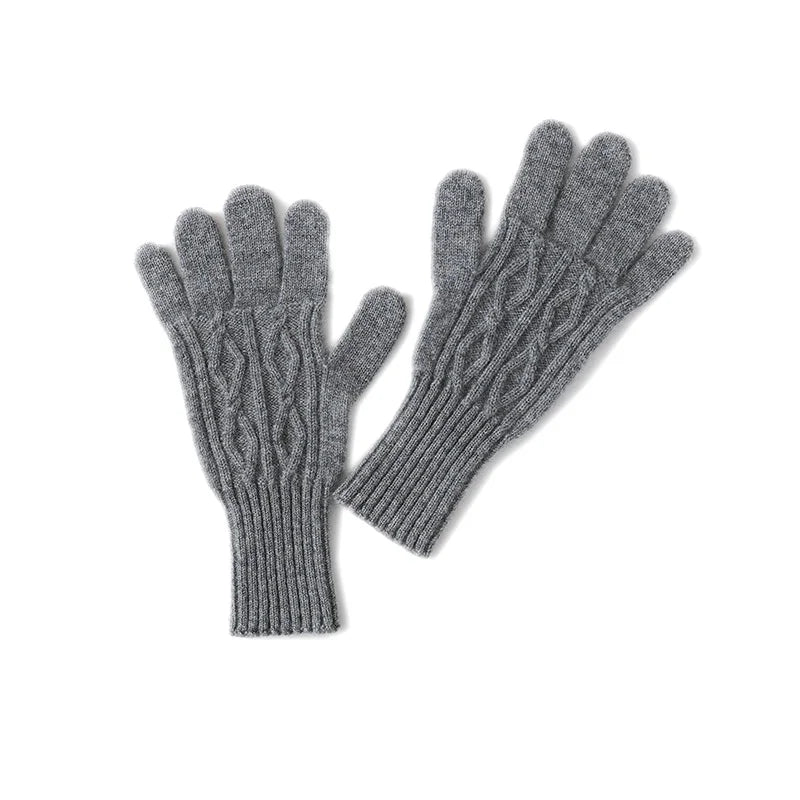 Women Cashmere Knitted Gloves Autumn Hand Warmer Winter Thicken Lining Full Fingered Mittens Skiing Short Wrist Wool Gloves Warm