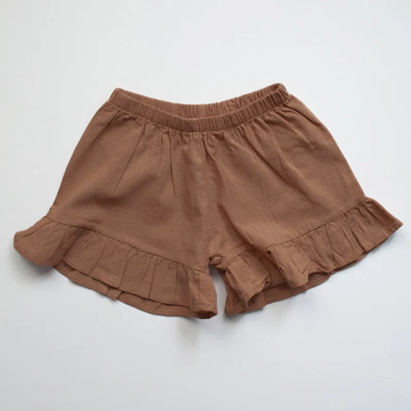 Maple Pumpkin 2Pcs Cotton Linen Girls Shirt & Shorts Set