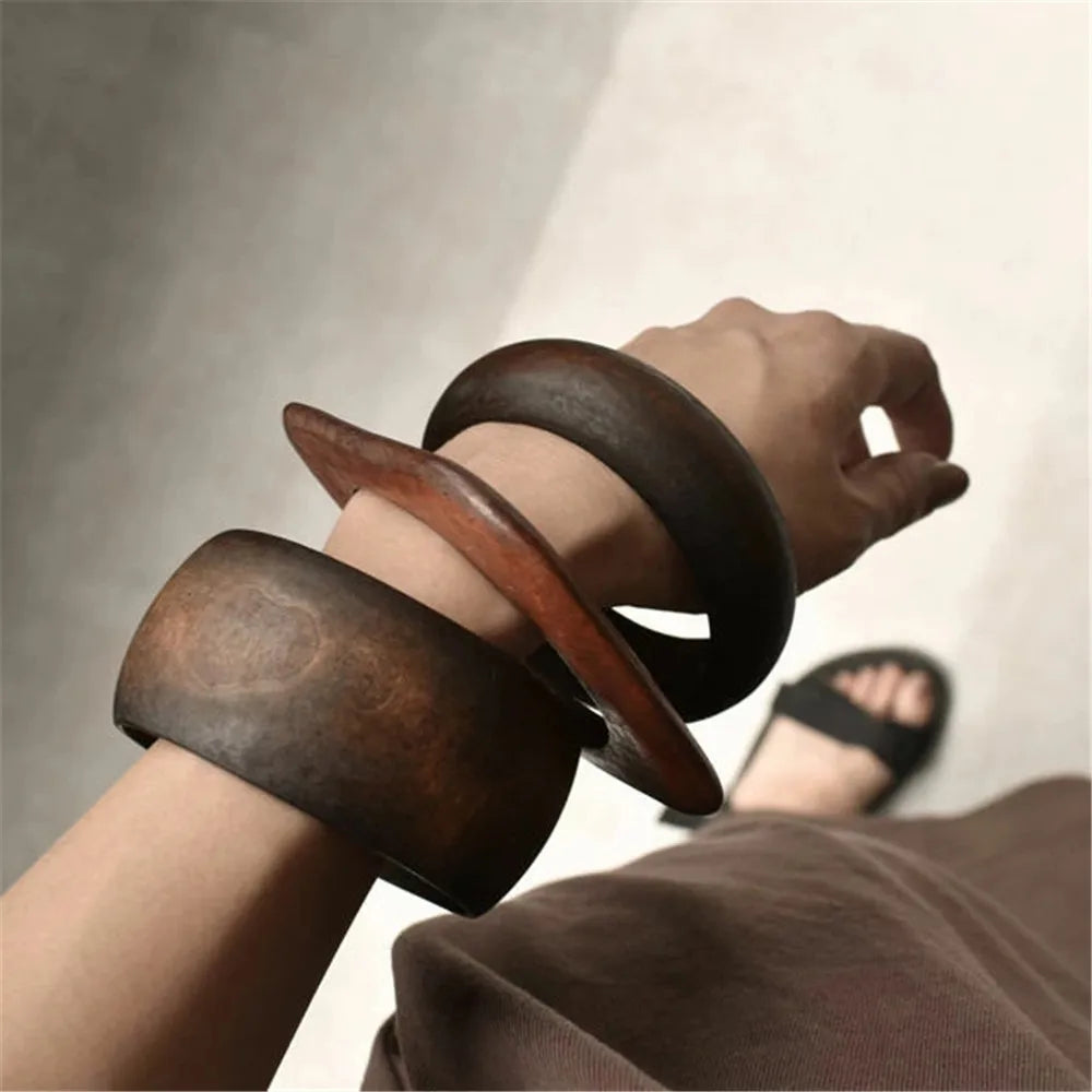 1Pc Natural Wood Womens Bracelet Bangles