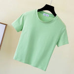 1pc Solid Cotton Womens Crop Top