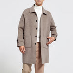 Mid-Length Single-Breasted Polo Collar Men's Overcoat Double-Sided Woolen 100% Pure Wool High-End Coat Fashion Men's Clothing