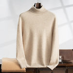 Air layer autumn and winter new 100% cashmere men's lapel sweater loose fashion pullover slim warm knit solid color long sleeve