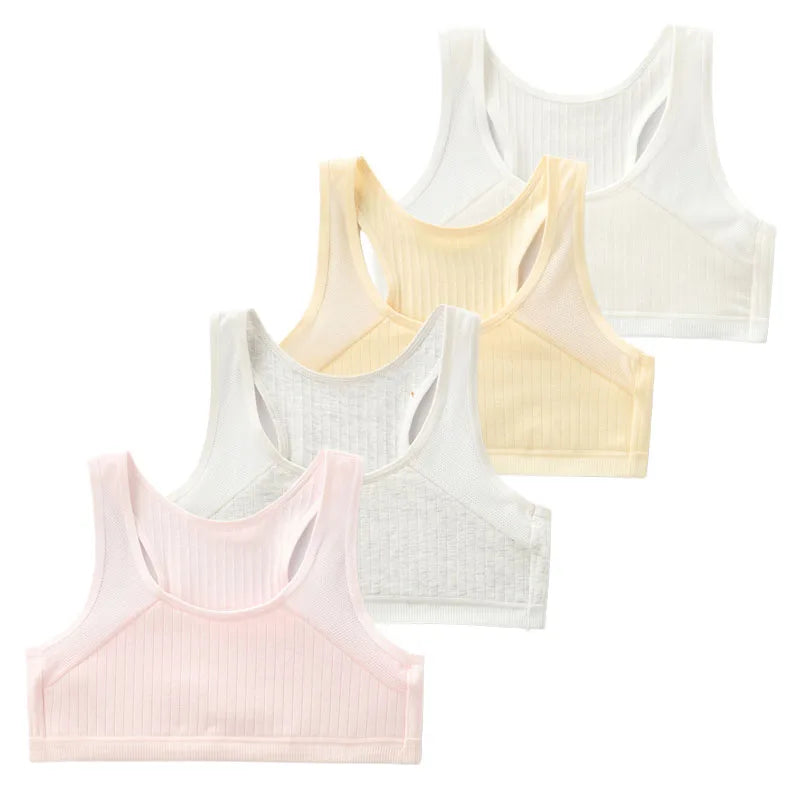 Spring Fushia 4Pcs Wireless Cotton Girls Bra